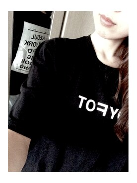 「GIRLSRULEのアイテム（Tシャツ/カットソー、ブラック系）」を使った、raraさん（レディース）の春コーディネート