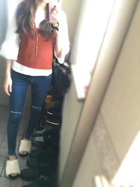 「アイテム（その他トップス、ブラウン系）」を使った、raraさん（レディース・159cm）の秋コーディネート