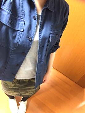 「迷彩スカート」｜「アイテム（ジャケット/アウター）」を使った、c☆ho.さん（レディース・168cm）の春コーディネート