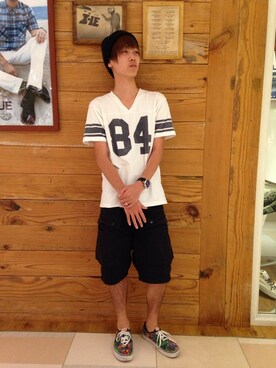 「TYPE BLUE（タイプブルー）のアイテム（Tシャツ/カットソー）」を使った、りいちさん（メンズ・168cm）の夏コーディネート