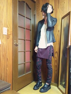 「SHAREEF（シャリーフ）のアイテム（スカート）」を使った、わっきーさん（メンズ・170cm）の夏コーディネート