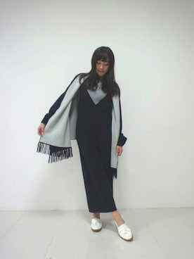 「DRWCYS（ドロシーズ）のアイテム（オールインワン・サロペット）」を使った、はらだゆかさん（レディース・160cm）の冬コーディネート