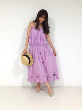「DRWCYS（ドロシーズ）のアイテム（帽子）」を使った、はらだゆかさん（レディース・160cm）の夏コーディネート