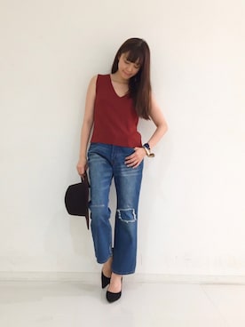 「DRWCYS（ドロシーズ）のアイテム（帽子）」を使った、はらだゆかさん（レディース・160cm）の夏コーディネート
