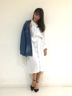 「DRWCYS（ドロシーズ）のアイテム（デニムジャケット）」を使った、はらだゆかさん（レディース・160cm）の秋コーディネート