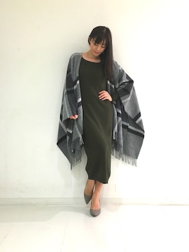 「カシミヤ」｜「アイテム（シューズ）」を使った、はらだゆかさん（レディース・160cm）の秋コーディネート