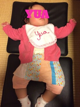 「アイテム（ママ＆ベビー、グリーン系）」を使った、ｙｕａ.さん（キッズ・70cm）の春コーディネート