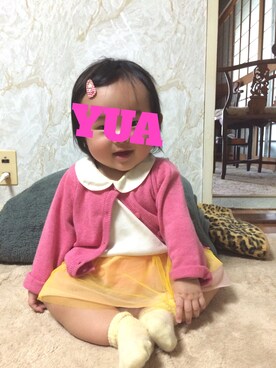 「H&M（エイチ・アンド・エム）のアイテム（カーディガン/ボレロ）」を使った、ｙｕａ.さん（キッズ・70cm）の春コーディネート