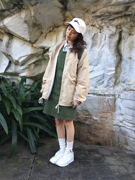 「DEMARCOLAB（デマルコラブ）のアイテム（ジャケット/アウター）」を使った、Mimi Tsaiさん（レディース・159cm）の春コーディネート