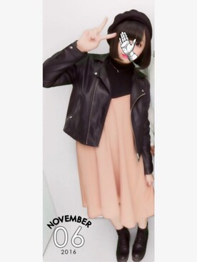 「ehka sopo（エヘカソポ）のアイテム（ライダースジャケット）」を使った、mihoさん（レディース・158cm）の秋コーディネート