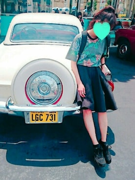 「dazzlin（ダズリン）のアイテム（スカート、ブラック系）」を使った、Pippiさん（レディース）の春コーディネート