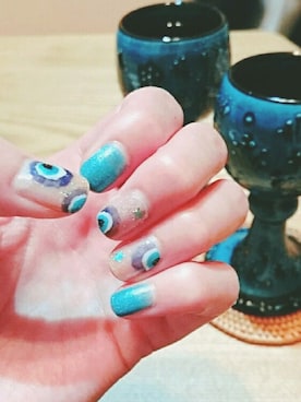 「ナザールボンジュウのアイテム（ハンドケア/ハンドクリーム、ブルー系）」を使った、Pippiさん（レディース）の夏コーディネート