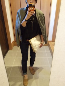 「ファークラッチ」｜「アイテム（ブルゾン）」を使った、ayumiさん（レディース・154cm）の秋コーディネート