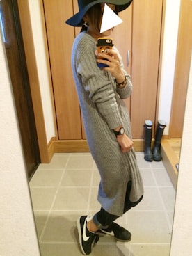 「ロングニットワンピ」｜ayumiさん（レディース・154cm）の秋コーディネート