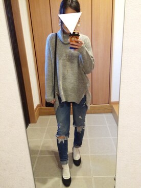 「CLOSE-UP（クローズアップ）のアイテム（ジャケット/アウター）」を使った、ayumiさん（レディース・154cm）の冬コーディネート