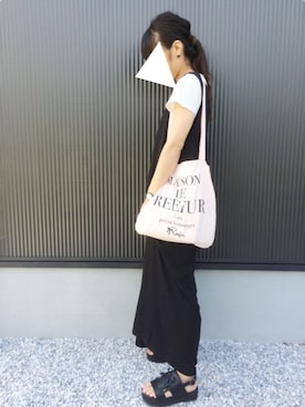 「ブラック×ホワイト」｜「アイテム（オールインワン・サロペット）」を使った、ayumiさん（レディース・154cm）の夏コーディネート