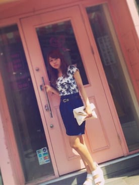 「夏服」｜「アイテム（クラッチバッグ）」を使った、小池カンナさん（レディース・152cm・10代）の夏コーディネート