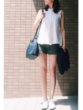 「アイテム（ピアス（両耳用））」を使った、岩谷 英里子さん（レディース・169cm・20代）の夏コーディネート