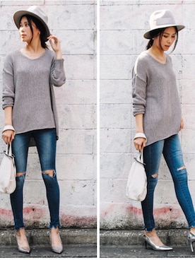 「モノトーン」｜岩谷 英里子さん（レディース・169cm）の夏コーディネート