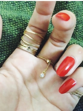 「アイテム（リング）」を使った、岩谷 英里子さん（レディース・169cm）の秋コーディネート