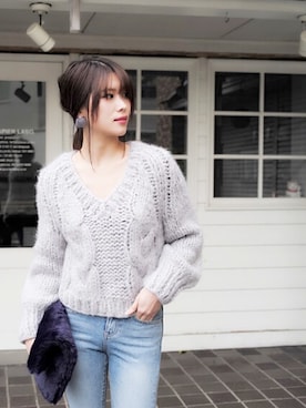 「Ameri（アメリ）のアイテム（バッグ）」を使った、岩谷 英里子さん（レディース・169cm）の冬コーディネート