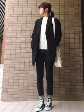 「Ameri（アメリ）のアイテム」を使った、岩谷 英里子さん（レディース・169cm）の冬コーディネート