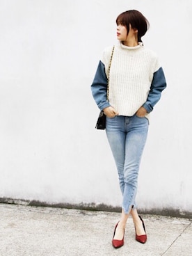 「Ameri（アメリ）のアイテム」を使った、岩谷 英里子さん（レディース・169cm）の冬コーディネート