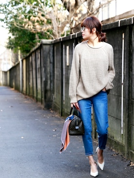 「Ameri（アメリ）のアイテム」を使った、岩谷 英里子さん（レディース・169cm）の冬コーディネート