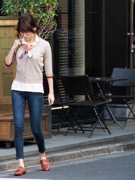 「Ameri（アメリ）のアイテム（パンツ）」を使った、岩谷 英里子さん（レディース・169cm）の冬コーディネート