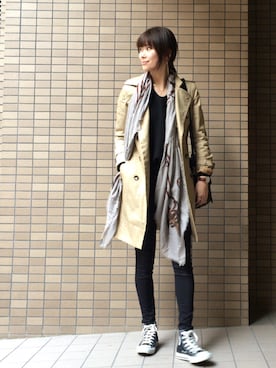 「アイテム（アナログ腕時計）」を使った、岩谷 英里子さん（レディース・169cm）の冬コーディネート