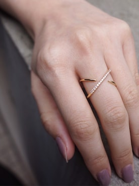 「アイテム（リング）」を使った、岩谷 英里子さん（レディース・169cm）の春コーディネート