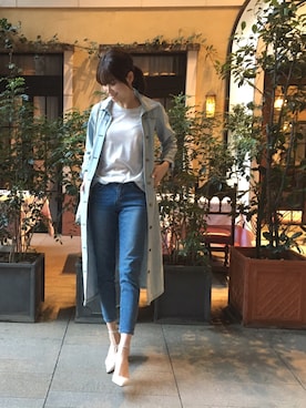 「Ameri（アメリ）のアイテム（パンツ）」を使った、岩谷 英里子さん（レディース・169cm）の春コーディネート