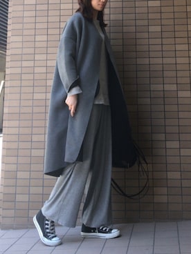 「GOUT COMMUN（グーコミューン）のアイテム（ショルダーバッグ）」を使った、岩谷 英里子さん（レディース・169cm）の春コーディネート