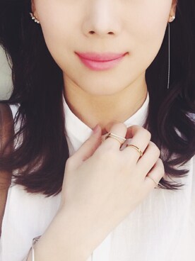 「アイテム（リング）」を使った、岩谷 英里子さん（レディース・169cm）の春コーディネート