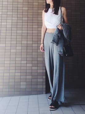 「Ameri（アメリ）のアイテム」を使った、岩谷 英里子さん（レディース・169cm）の夏コーディネート