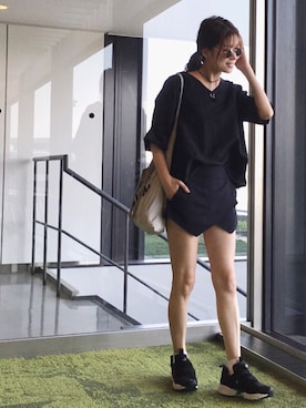 「アイテム（エコバッグ/サブバッグ）」を使った、岩谷 英里子さん（レディース・169cm）の夏コーディネート