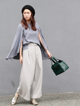 「ガウチョパンツ」｜岩谷 英里子さん（レディース・169cm）の秋コーディネート