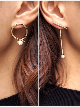 「pinon（ピノン）のアイテム（アクセサリー）」を使った、岩谷 英里子さん（レディース・169cm）の秋コーディネート