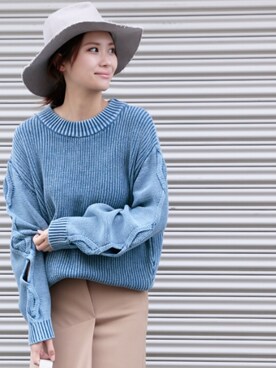 「春ニット」｜岩谷 英里子さん（レディース・169cm）の秋コーディネート