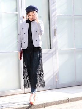 「Ameri（アメリ）のアイテム（パンツ）」を使った、岩谷 英里子さん（レディース・169cm）の冬コーディネート