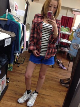 「H&M（エイチ・アンド・エム）のアイテム（タンクトップ、ホワイト系）」を使った、ai yamamotoさん（レディース・150cm）の春コーディネート