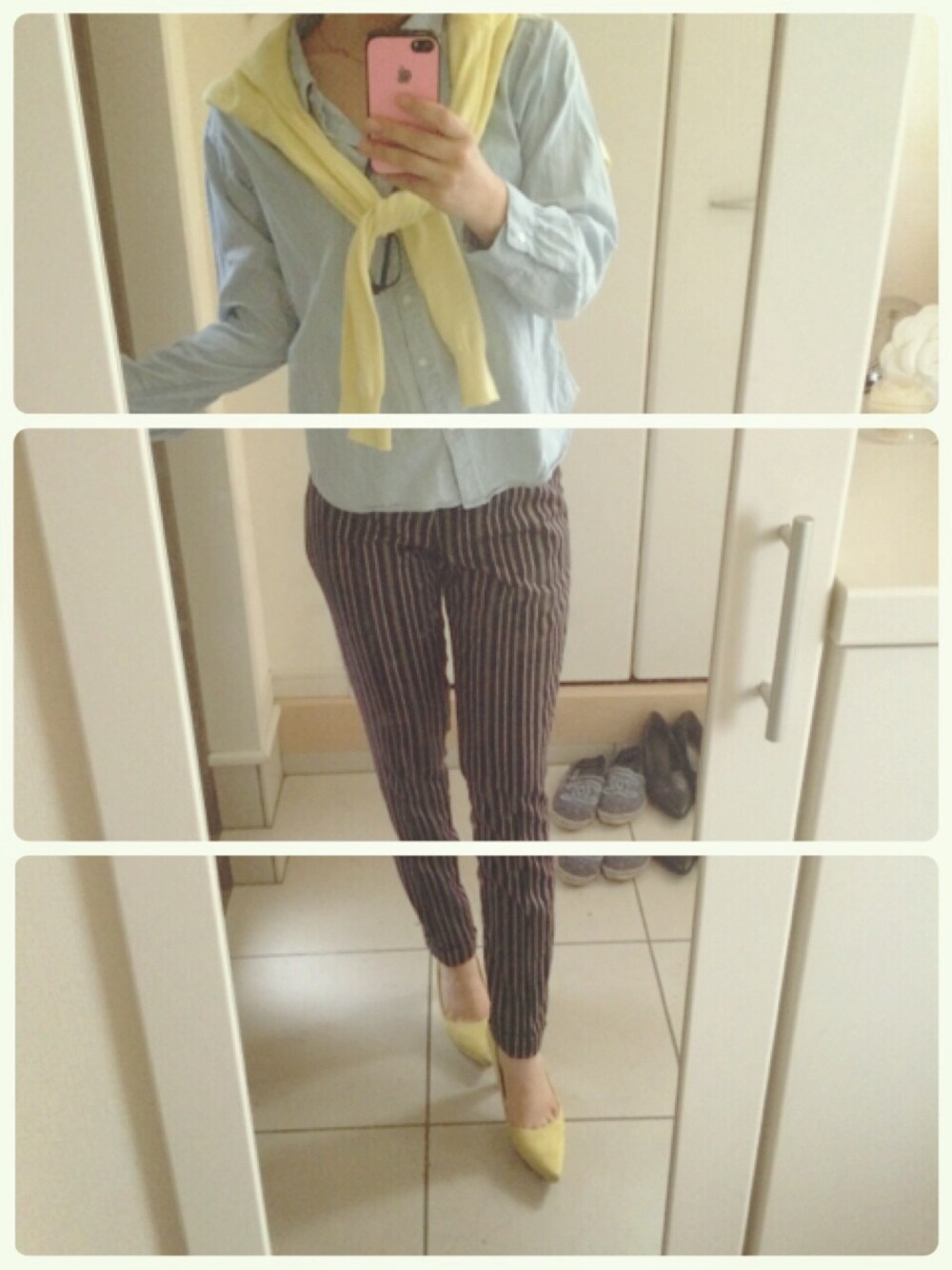 「TODAYFUL」｜「UNIQLOのデニムシャツ（シャツ/ブラウス、ブルー系）」を使った、myj♡さん（レディース・158cm）の春コーディネートの1枚目の写真