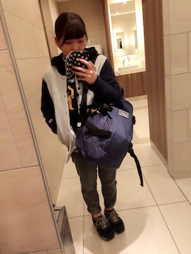 「X-girl（エックスガール）のOUTDOOR BACKPACK（バックパック/リュック）」を使った、みきさん（レディース・145cm）の冬コーディネート