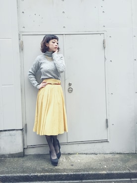 「フィット&フレア」｜Grimoire 小川かおりさん（レディース・157cm）の冬コーディネート