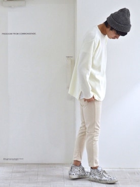 「アイテム（デニムパンツ、ベージュ系）」を使った、iguchi_ffcさん（メンズ・171cm）の冬コーディネート