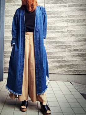 「切りっぱなしデニム」｜「アイテム（デニムジャケット）」を使った、uutaanさん（レディース・151cm）の夏コーディネート