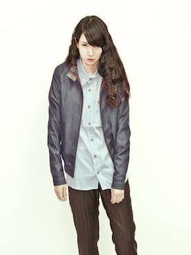 「blue」｜「アイテム（ブルゾン）」を使った、HypAさん（レディース・170cm）の夏コーディネート