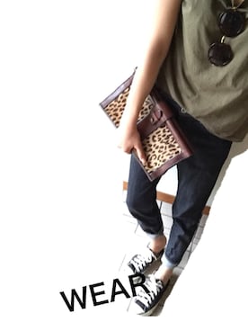 「FOSSIL（フォッシル）のアイテム（クラッチバッグ）」を使った、tomoさん（レディース・165cm）の秋コーディネート