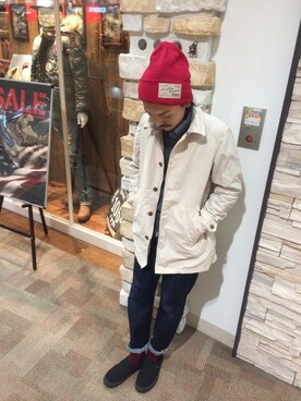 「春物」｜「アイテム（その他アウター）」を使った、みずかみさん（メンズ・163cm）の冬コーディネート