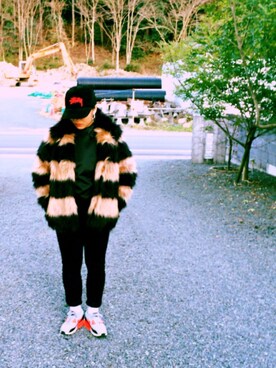 「AZUL by moussy（アズールバイマウジー）のアイテム（ダウンジャケット/コート、ブラウン系）」を使った、MAOさん（レディース・153cm）の冬コーディネート